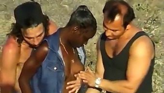 A Dark Woman Was Banged By Two White Men At The Beach.