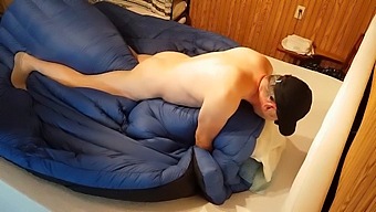 Intimate Encounter With Avian Companion On Cozy Bedding, Resulting In A Cum-Covered Comforter.