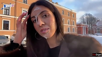 Stunning Woman Parades In Public With Semen On Her Face For A Bountiful Gift From An Unknown Person - Cumwalk