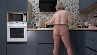 Sexy Wife In Stockings Offers Breakfast Menu With Behind The Scenes Action