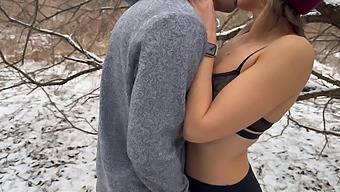 Wife Enjoys Snowy Public Threesome With Husband And Friend