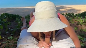 Russian Couple'S Steamy Beach Encounter With A Horny Blonde