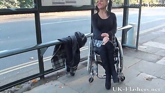 Disabled Adult Actress In Public Display Of Nudity And Exhibitionism